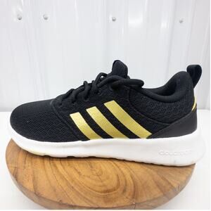Adidas QT Racer 2.0 Women's Running Shoes Sneakers Black Metallic Gold Size 7.5
